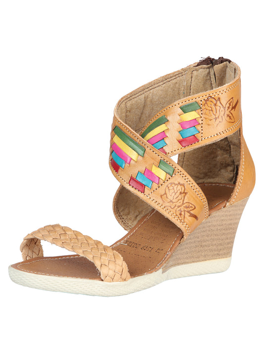 Mexican Artisan Leather Sandals, Tan, 604089
